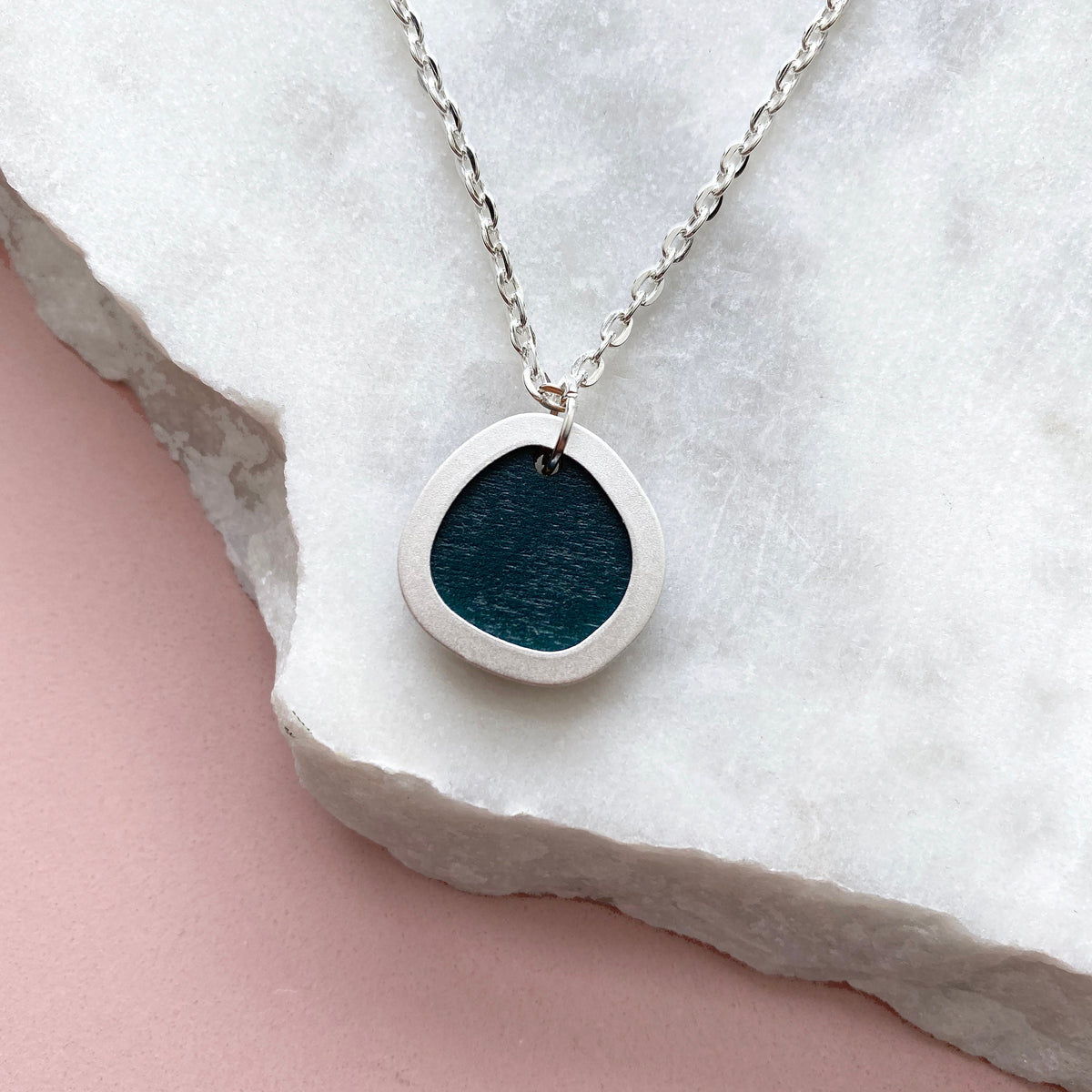 Silver Geometric Circle Necklace - 5 Colours Available
