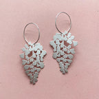Silver Maidenhair Fern Hoop Earrings