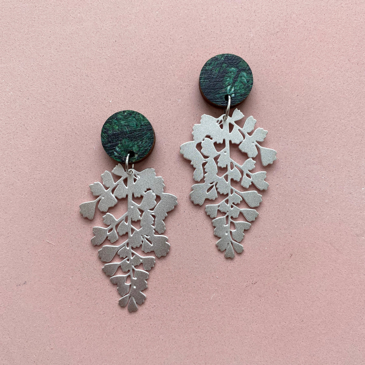 Silver Maidenhair Fern Drop Earrings