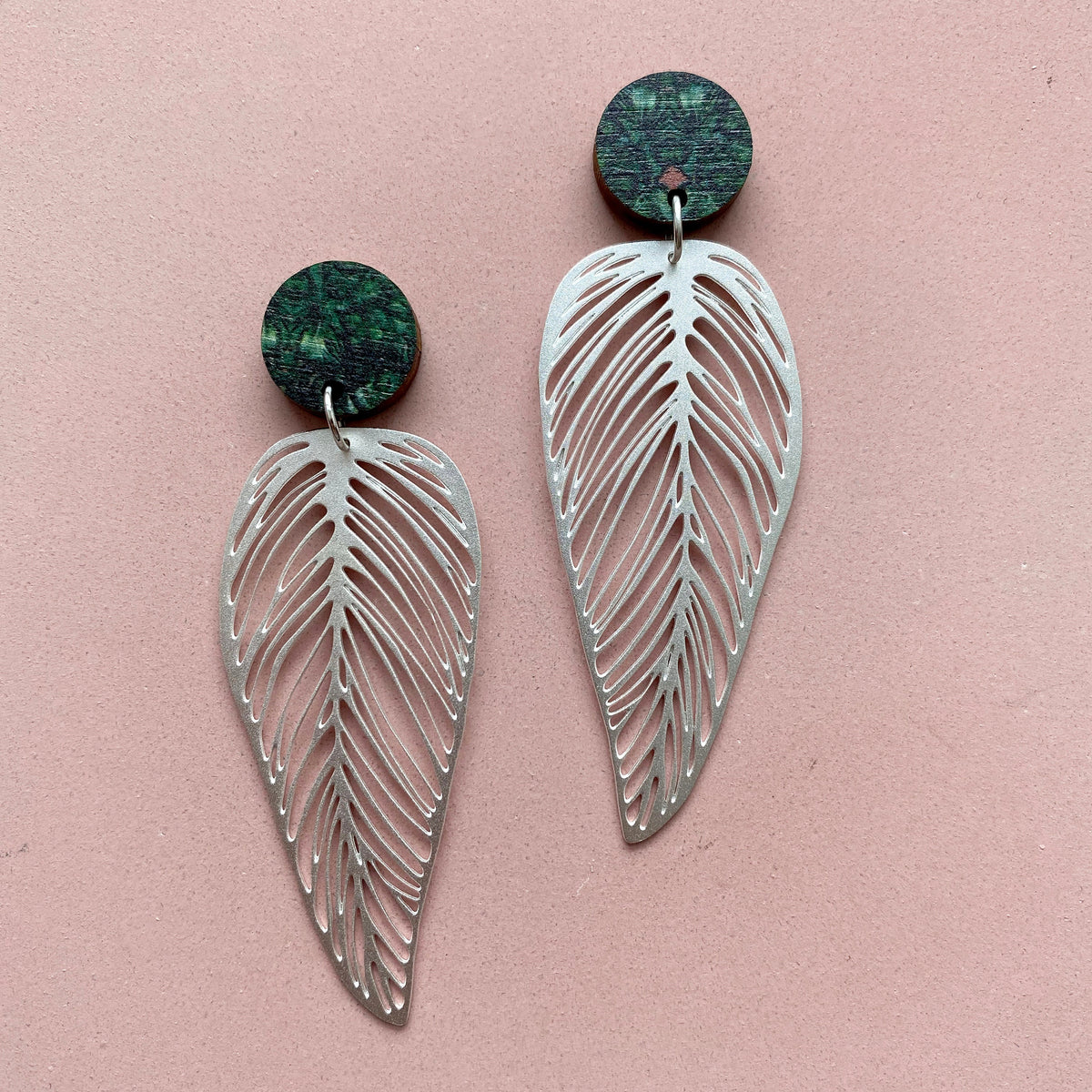 Statement Silver Leaf Drop Earrings