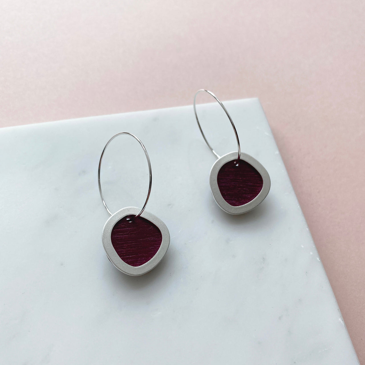Silver Geometric Circle Hoop Earrings