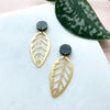 Tropical Gold Leaf Statement Drop Earrings - Calathea Zebrina