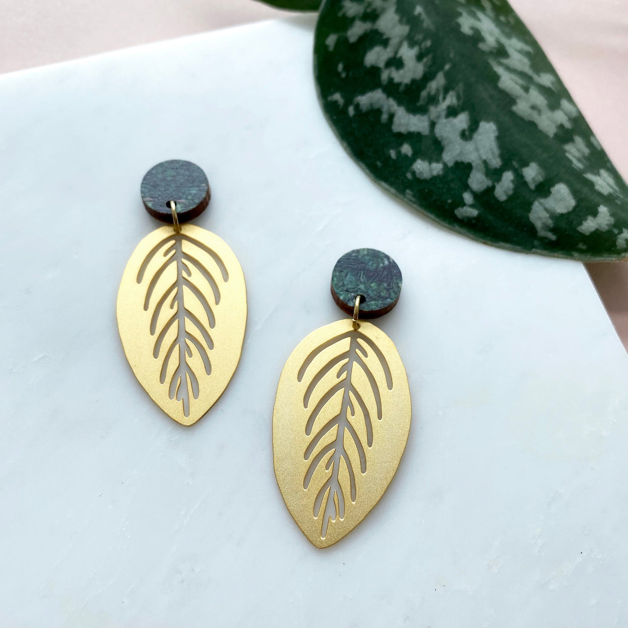 Statement House Plant Drop Earrings - Maranta Earrings