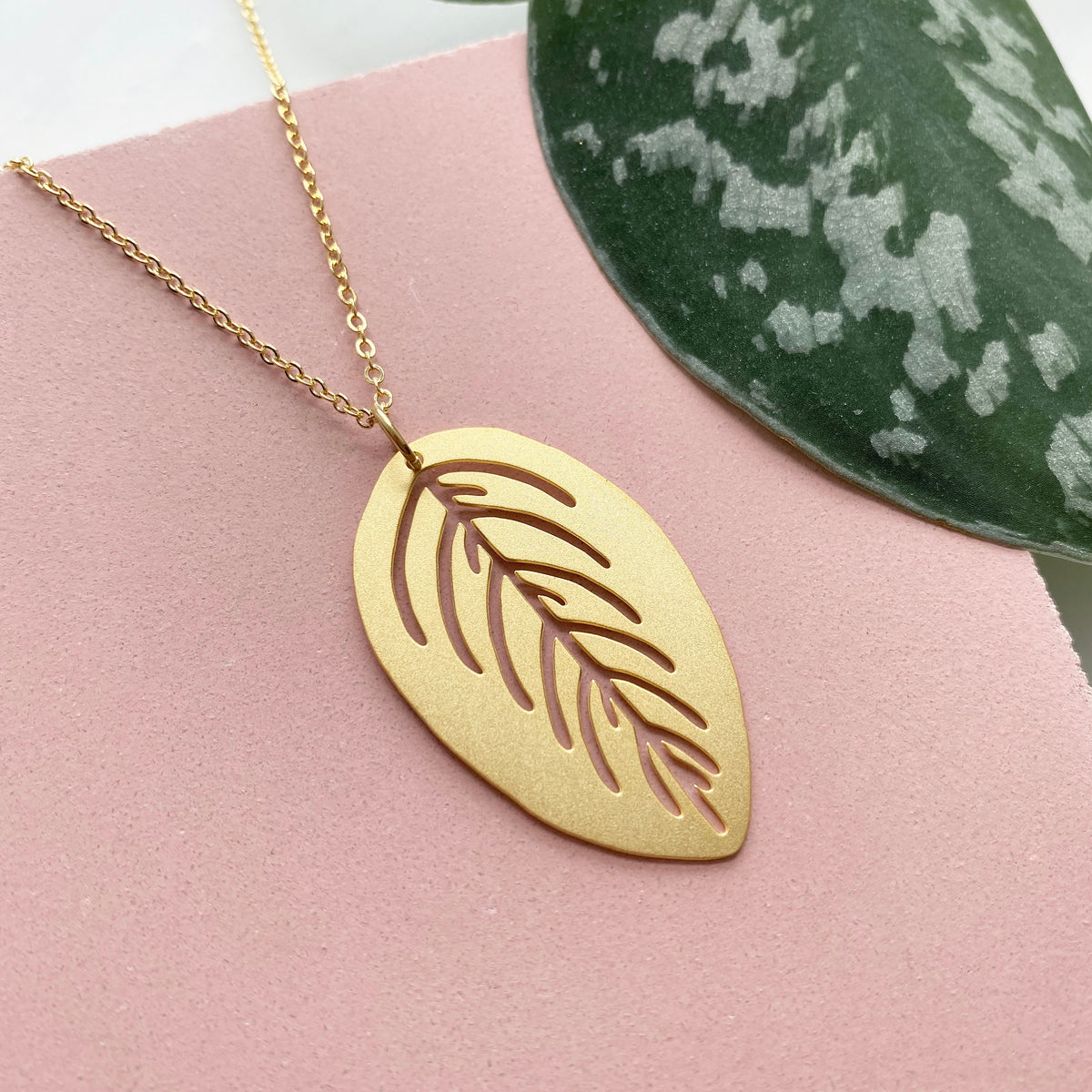 Gold Maranta Leaf Pendant