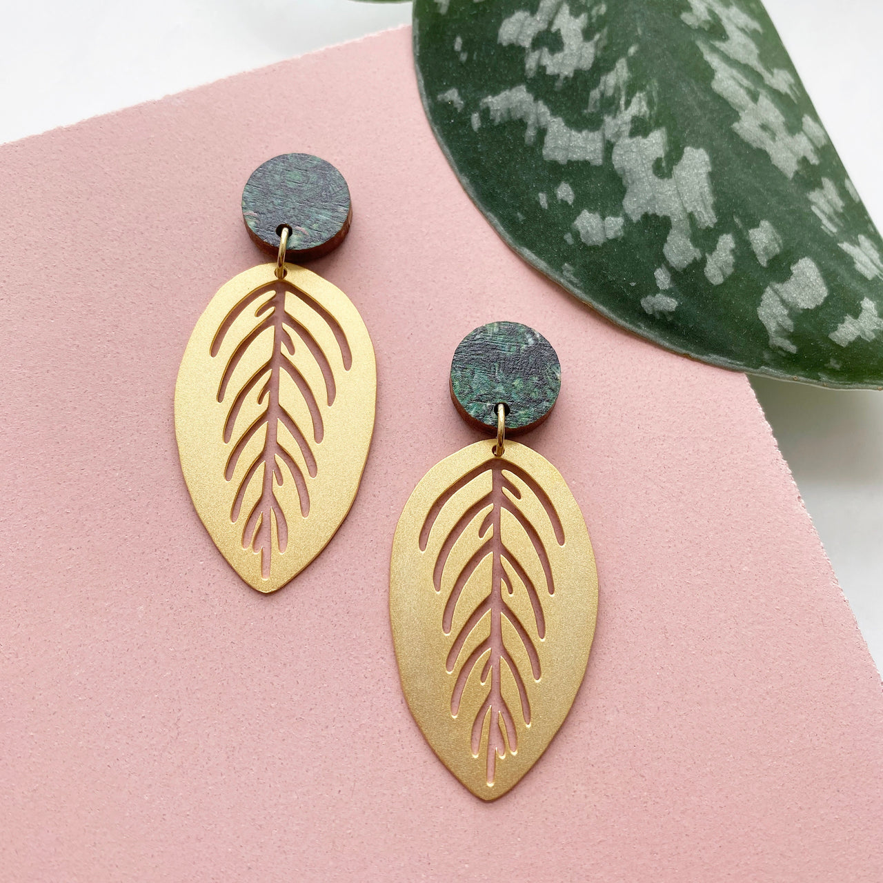 Statement House Plant Drop Earrings - Maranta Earrings