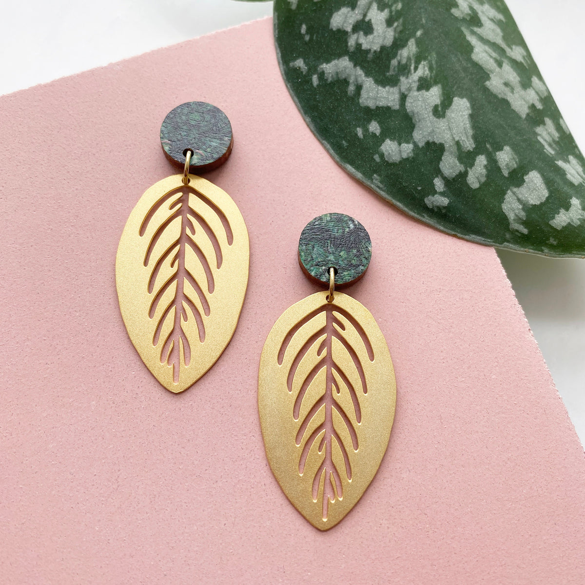 Statement House Plant Drop Earrings - Maranta Earrings