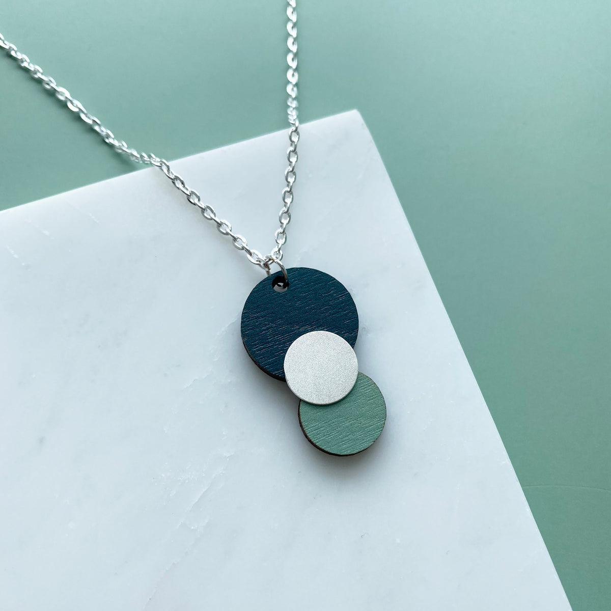 Silver Geometric Circle Pendant Necklace - 4 Colours Available
