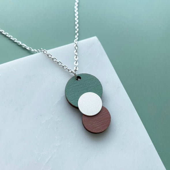 Silver Geometric Circle Pendant Necklace - 4 Colours Available