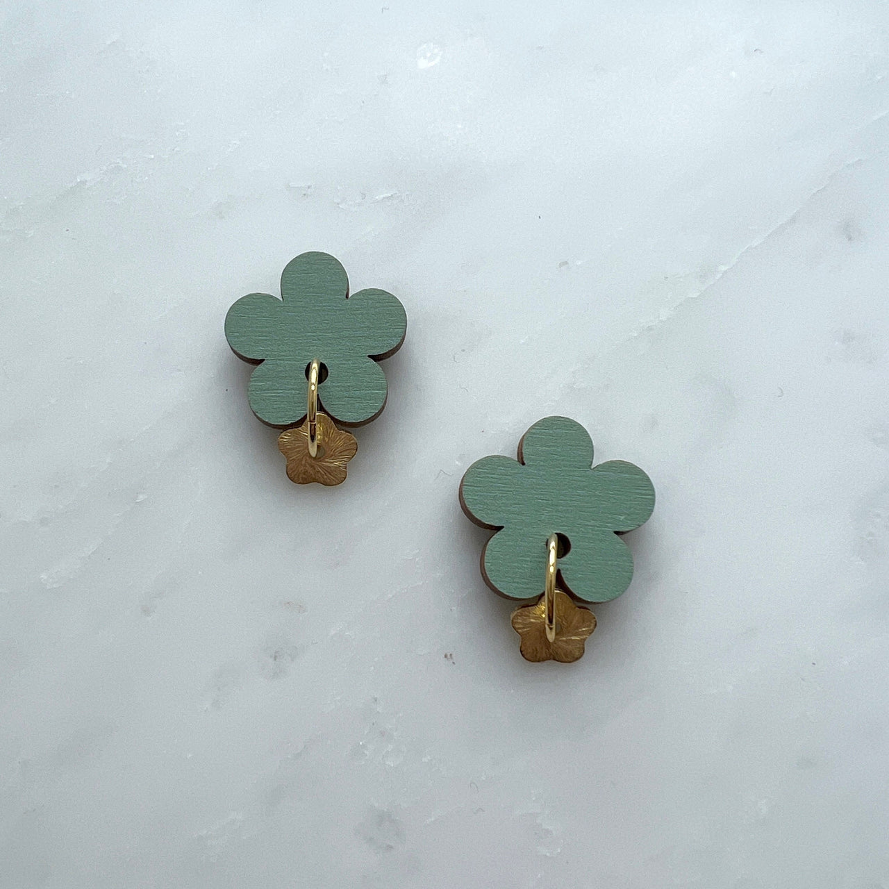 Colourful Flower Stud Earrings - Minimal Gold Flower Studs