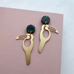 Gold Toucan Statement Drop Earrings