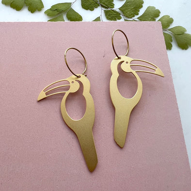 Gold Toucan Hoop Earrings