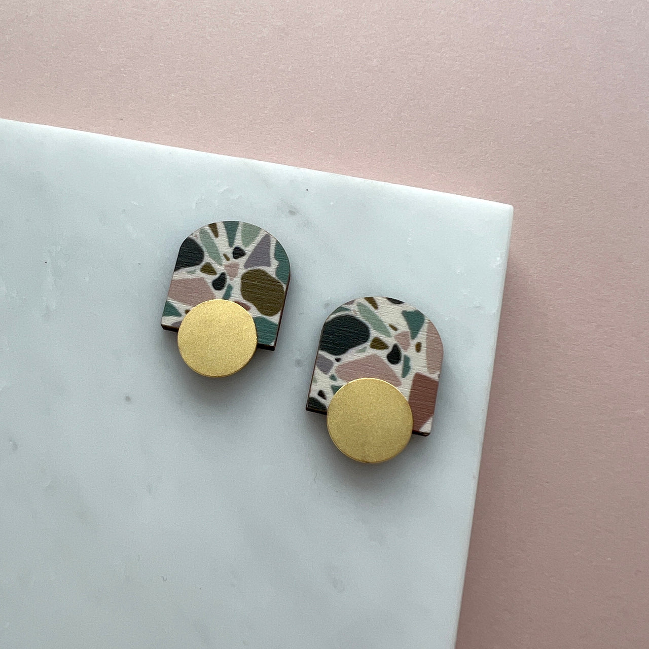 Terrazzo Mini Arc Stud Earrings
