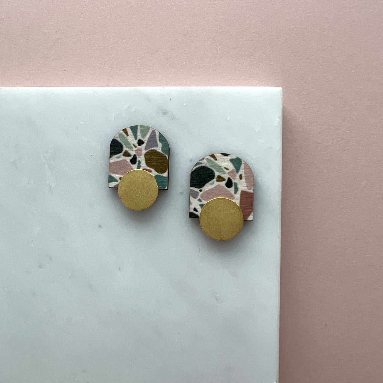Terrazzo Mini Arc Stud Earrings