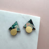 Pastel Triangle Stud Earrings - Marble & Gold Geometric Studs