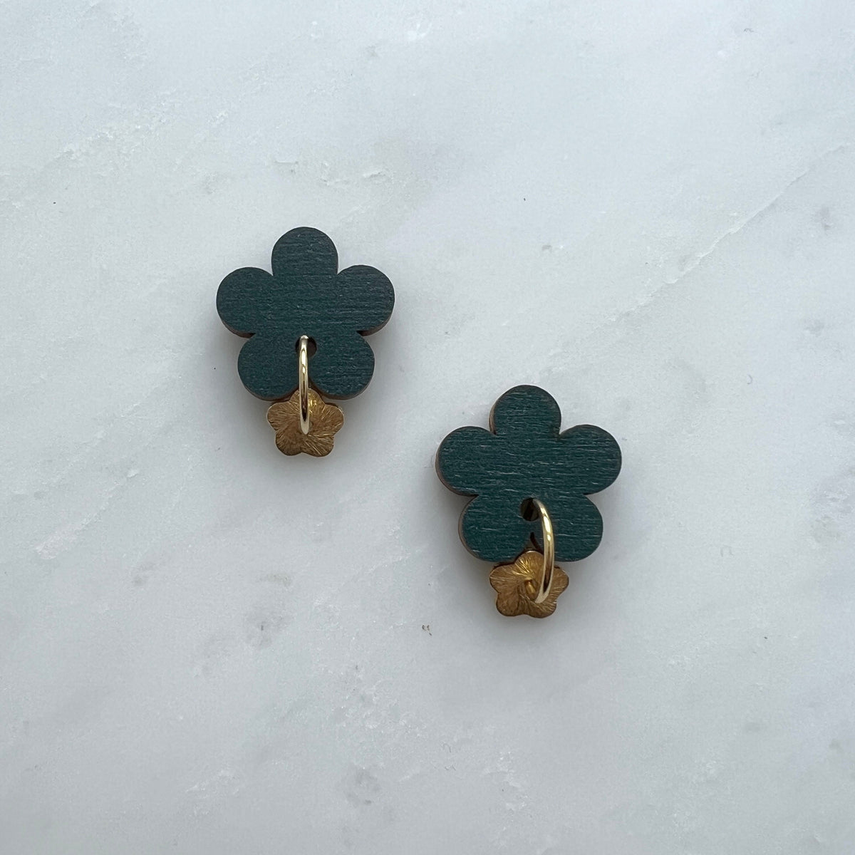 Colourful Flower Stud Earrings - Minimal Gold Flower Studs