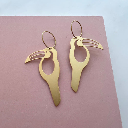 Gold Toucan Hoop Earrings