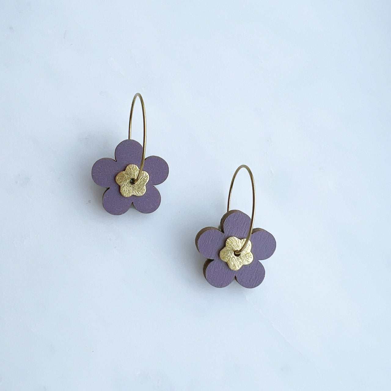 Colourful Flower Hoop Earrings - Minimal Gold Flower Hoop