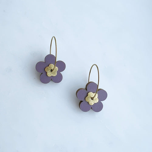 Colourful Flower Hoop Earrings - Minimal Gold Flower Hoop