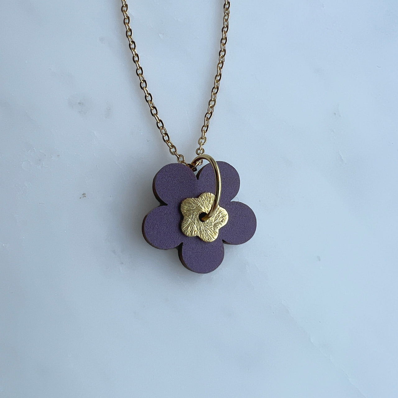 Colourful Flower Necklace - Minimal Gold Flower Pendant