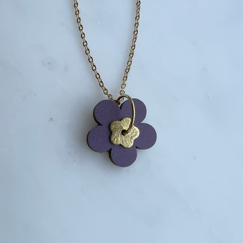 Colourful Flower Necklace - Minimal Gold Flower Pendant