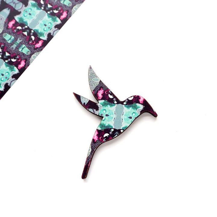 Laser Cut Hummingbird Brooch