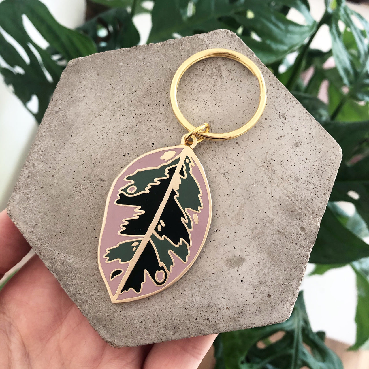 Ficus Plant Enamel Keychain