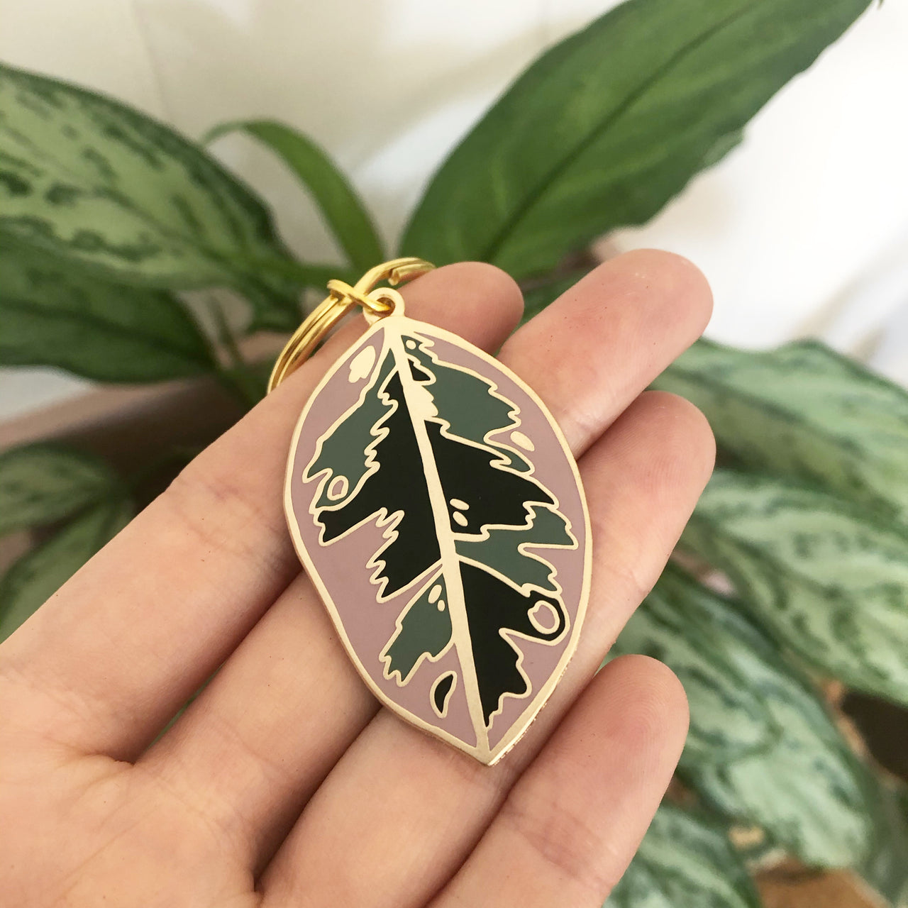 Ficus Plant Enamel Keychain