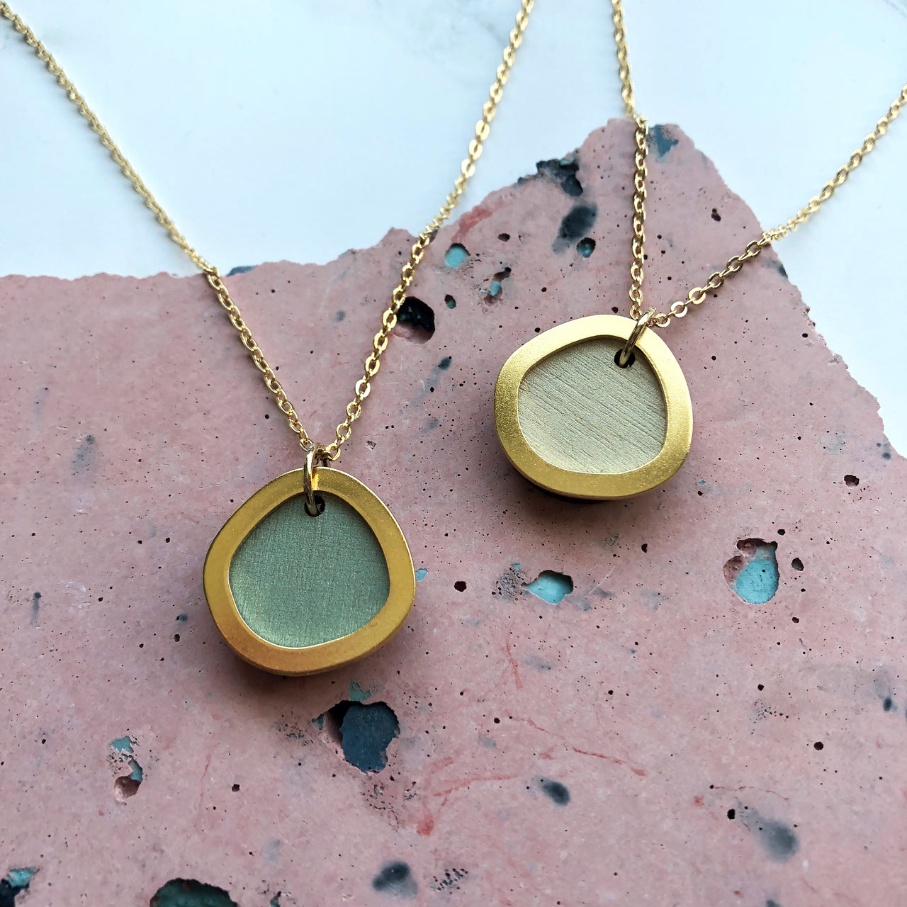Cream & Gold Circle Pendant