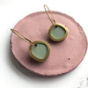 Mint & Brass Circle Hoop Earrings