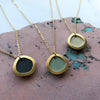Mint & Gold Circle Pendant - Minimalist Geometric Necklace
