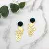 Statement Gold Cactus Drop Earrings