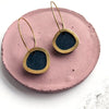 Geometric Circle Hoop Earrings - Petrol Blue & Brass