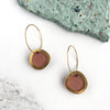 Minimal Circle Hoop Earrings - Pink & Brass