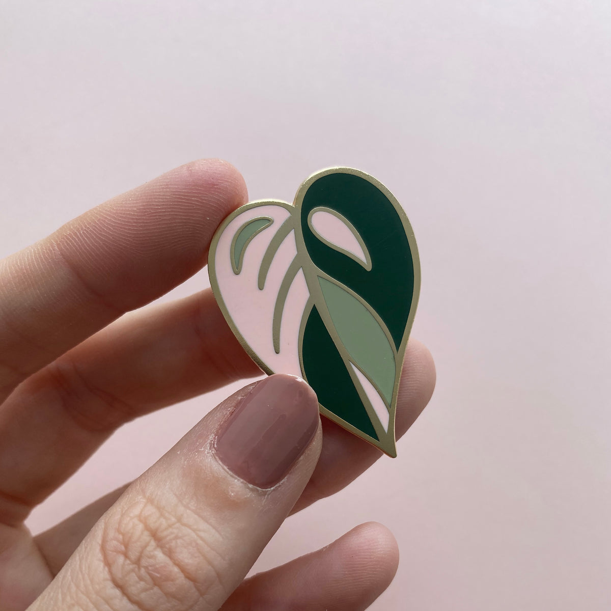 Pink Plant Enamel Pin - Pink Princess Philodendron Pin